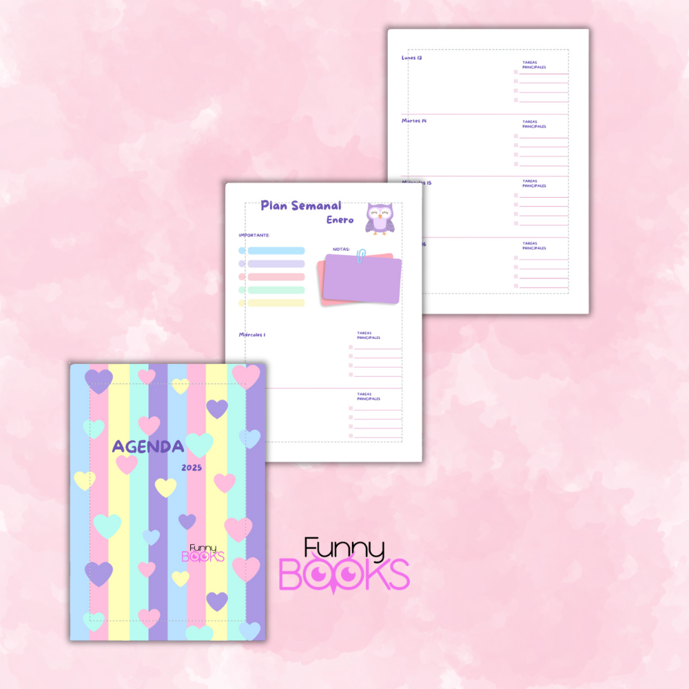 Agenda corazones A5 2025 (Personalizable)