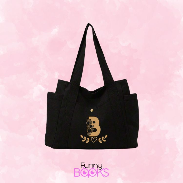 Tote bag con bolsillo para botella en negro