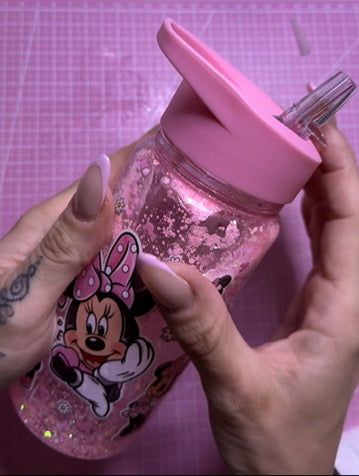 Vaso rosa Minnie purpurina