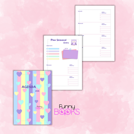 Agenda corazones A5 2025     (Personalizable)