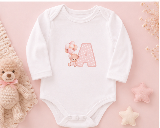 Body de bebé personalizado con inicial y osito
