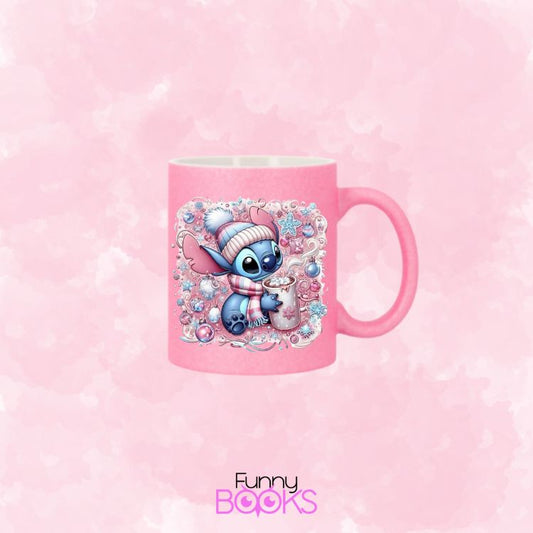 Taza rosa purpurina Stitch